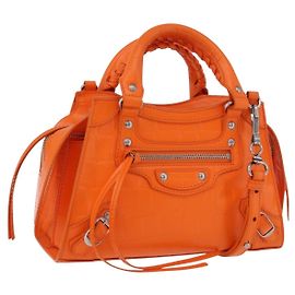 BALENCIAGA Borsa Neo Classic City Mini Bag in pelle 2way Orange 638524 Auth 196699M