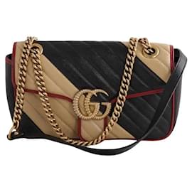 Gucci borsa a tracolla GG Marmont Chain Matelassé nera