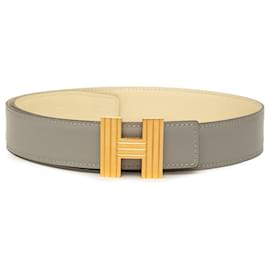 Cinturón reversible Hermès Cadena H en piel Box Calf gris