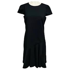 Emilio Pucci ausgestelltes Kleid aus Wollcrepe, kurzärmelig, schwarz