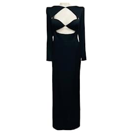 Autre Marque Vestido maxi de crepe negro de manga larga Alex Perry con detalle cut out