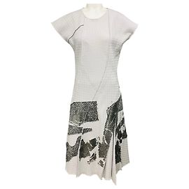 Vestido midi de lana Bottega Veneta gris claro / Gunmetal con adornos metálicos