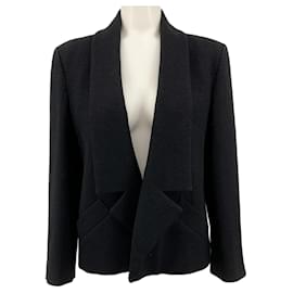 Chanel Black Wool Cropped Open Front Jacket