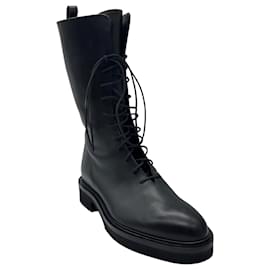 Botas de combate de cuero con cordones Conley negras Khaite