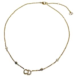 Collana Clair D Lune Dior placcata in oro con perle finte e strass