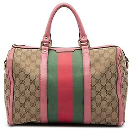 Gucci Medium GG Canvas Web Joy Boston Bag Satchel Beige