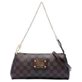 Borsa Satchel Louis Vuitton Damier Ebene Eva Marrone