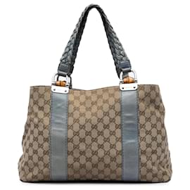 Borsa Tote Gucci Medium GG Canvas Bamboo Libeccio Beige