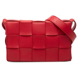 Borsa a tracolla Bottega Veneta Cassette in Nappa Intrecciato rossa