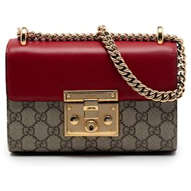 Borsa a tracolla Gucci Small GG Supreme Padlock rossa
