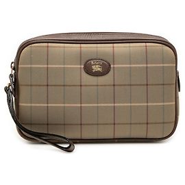 Clutch Burberry Vintage Check Canvas Marrone