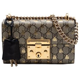 Bolso bandolera Gucci Small GG Supreme Bee Padlock negro