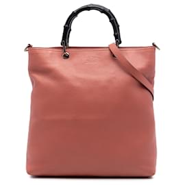 Borsa Shopper Gucci in pelle di vitello Tall rosa con bambù