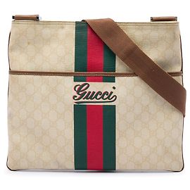 Bolsa tiracolo Gucci GG Supreme Web Logo branca