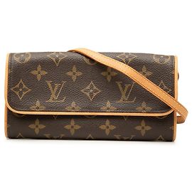 Borsa a tracolla Louis Vuitton Monogram Pochette Twin PM Marrone