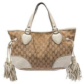 Borsa tote Gucci Tribeca Small in tela GG beige