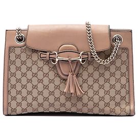Borsa a tracolla Gucci Emily Large in tela GG beige
