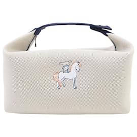 Hermès Large Toile Bride A Brac Cabriole Case Vanity Bag Beige