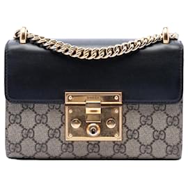 Borsa a Tracolla Gucci Small GG Supreme Padlock Nera