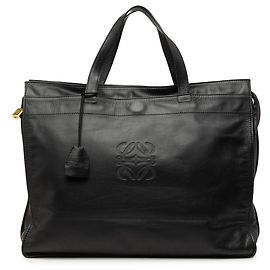Borsa Shopper Tote Anagram LOEWE in pelle nera