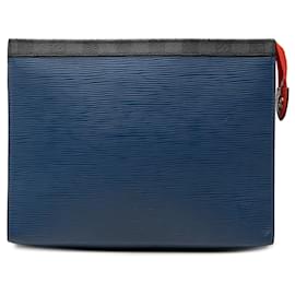 Borsa a Clutch Louis Vuitton Epi Damier Graphite Pochette Voyage MM Blu