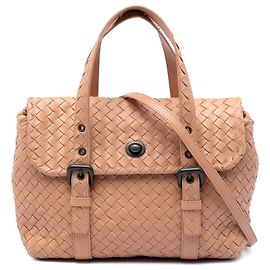 Borsa a tracolla con patta Bottega Veneta in Nappa Intrecciato marrone