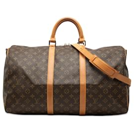 Borsa da viaggio Louis Vuitton Monogram Keepall Bandouliere 50 Marrone
