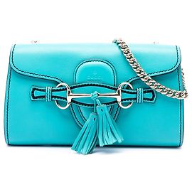 Borsa a tracolla Gucci Emily Small in pelle di vitello blu