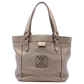 Borsa Tote LOEWE Fusta in pelle metallizzata marrone con Anagramma