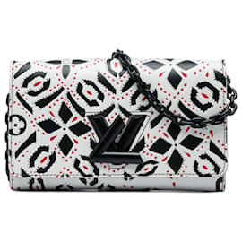 Borsa a tracolla Twist con catena in pelle di vitello con stampa grafica bianca Louis Vuitton
