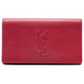 Clutch Belle de Jour Large de piel roja Saint Laurent