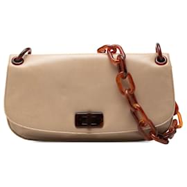 Bolso de hombro Prada Swing de Nappa Beige con cadena de resina