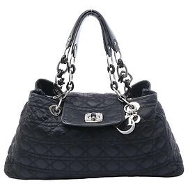 Borsa a tracolla Dior Charming Lock Cannage in tessuto, Nero