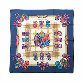 Hermès Carré 90 "LES RUBANS DU CHEVAL" Seidentuch in Navy Blue