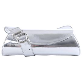 Dior Jil Sander Cannolo Schultertasche aus Lackleder in Silver