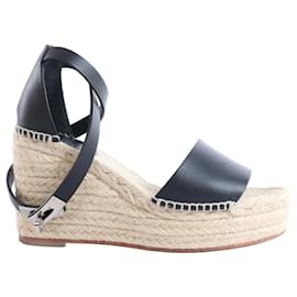 Sandali con zeppa Hermès Tivoli Hemp x Leather in Beige x Black 191098Z, Taglia EU 37
