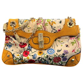 Gucci Canvas Flora Bamboo Handbag