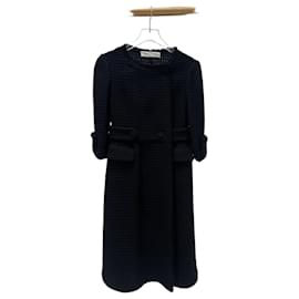 Valentino Vintage A-Linien-Mantel, schwarz, strukturiert, Sz.6, gebraucht
