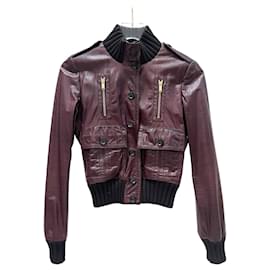 Gucci Vintage Tom Ford Ära bordeauxrote Nappa-Lederjacke Sz.38 gebraucht