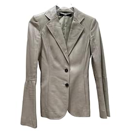 Gucci Vintage Tom Ford Era Blazer aus elfenbeinfarbenem Leder Sz.38 gebraucht