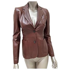 Blazer Vintage Gucci Tom Ford in pelle marrone Sz.8 usato
