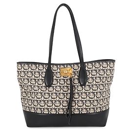 Saco Tote Salvatore Ferragamo Gancini em lona e couro