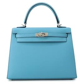 Hermès Borsa Hermes Kelly 25 in pelle Epsom Blue Nord