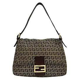 Borsa a tracolla Fendi Mamma Bucket Zucchino FF Pattern Semi