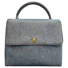Borsa Chanel CC Denim Kelly Top Handle 1997