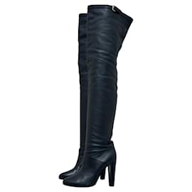 Hermès Over-the-Knee Stiefel aus schwarzem Leder - Größe 39 Gebraucht