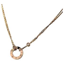 Collana con pendente Cartier Love Circle 2P Diamanti Oro Rosa