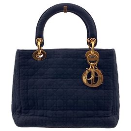 Dior Christian Vintage Lady Tote Bag aus schwarzem Cannage-Steppstoff