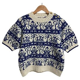 Autre Marque BLAMINK Jacquard-Pullover mit Rundhalsausschnitt und kurzen Ärmeln