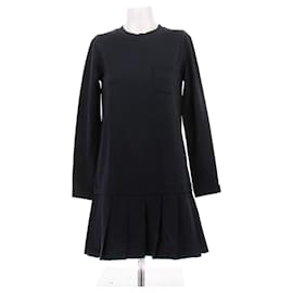 Thom Browne Vestido midi recto plisado azul marino